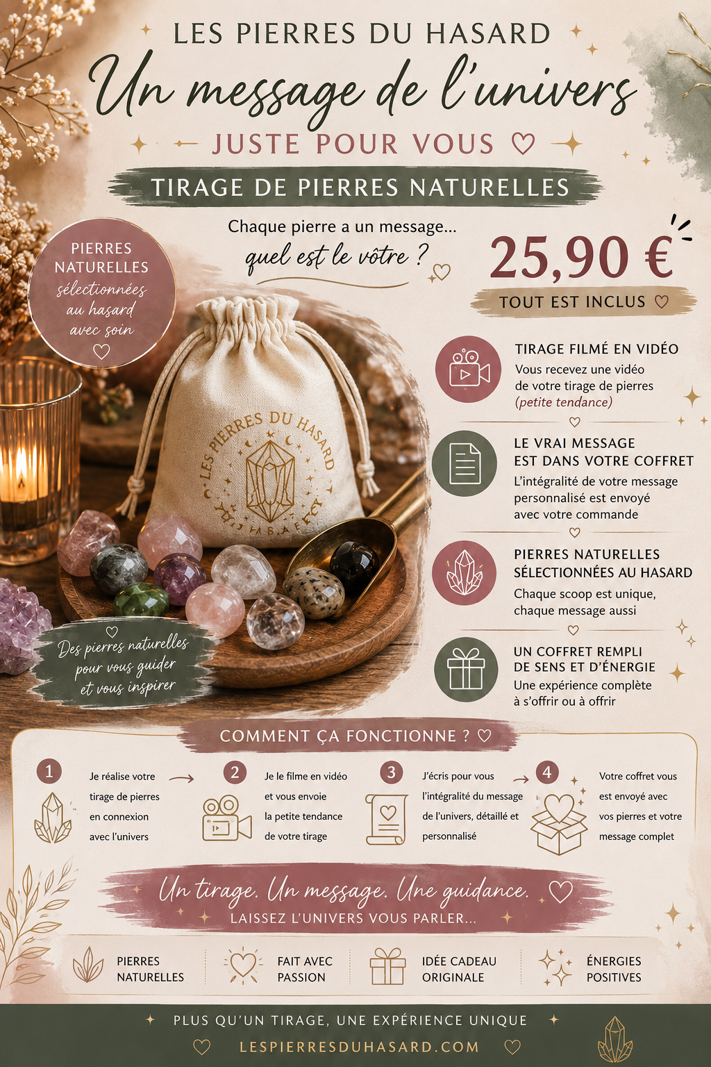 Tirage de Pierres - Message personnalisé de l’Univers – Pierres naturelles et bracelets